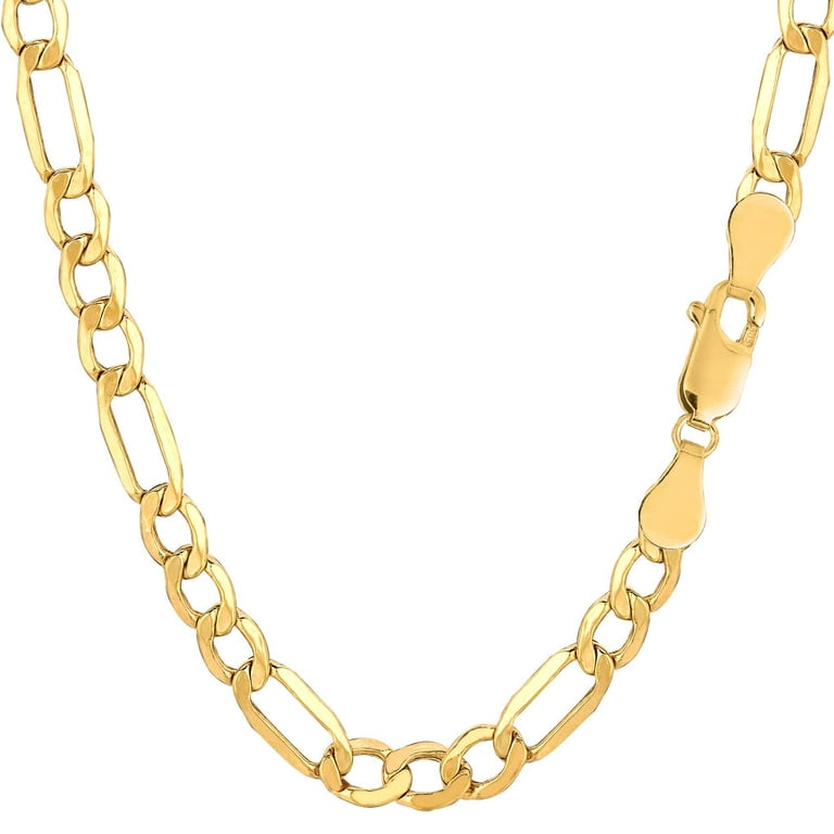 10K Yellow Gold 5.5MM Hollow Figaro Link Necklace Chains 16