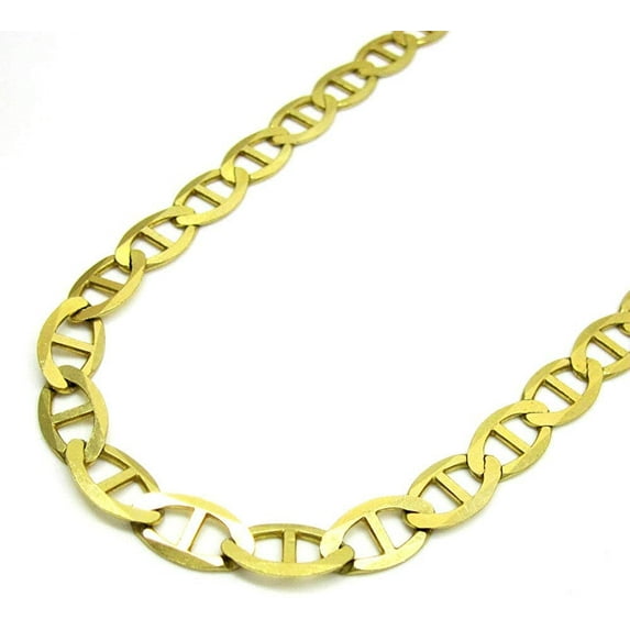 10K Yellow Gold 5.5mm Mariner Chain, FREE Microfiber Cloth, Solid Flat Anchor Link Necklace, Giorgio Bergamo