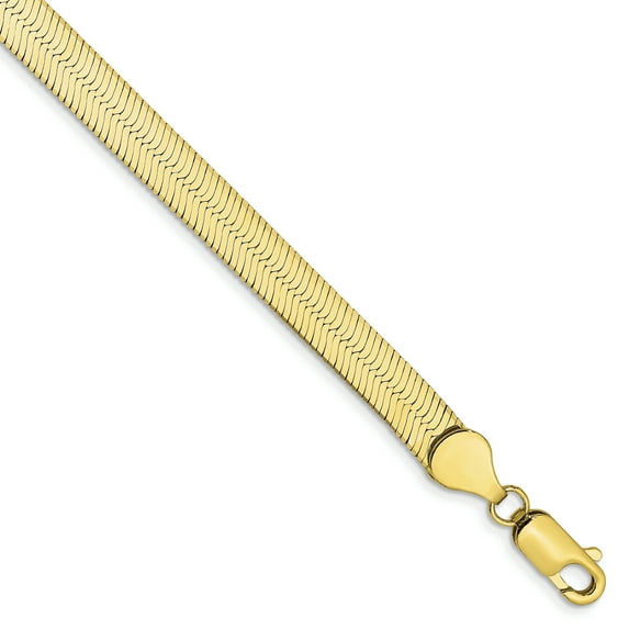 10K Yellow Gold 5.5mm Silky Herringbone Chain Bracelet 7 Inch