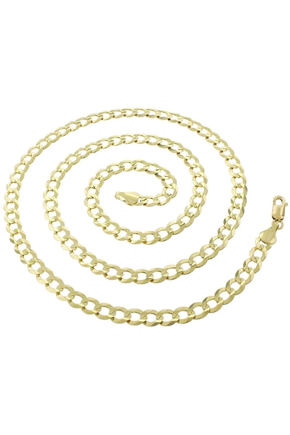 10K Yellow Gold 5.5mm Solid Cuban Chain, FREE Microfiber Cloth, Curb Link Mens Womens Necklace, Giorgio Bergamo