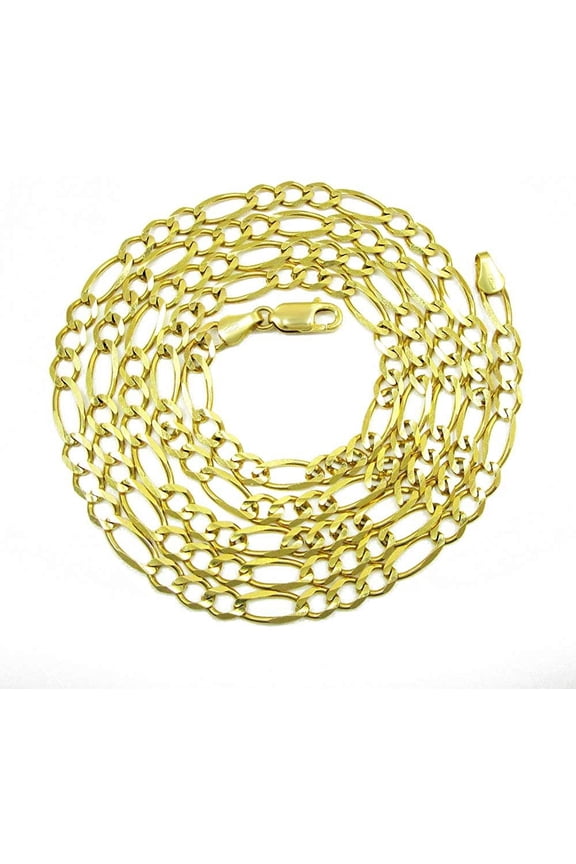 10K Yellow Gold 5.5mm Solid Figaro Chain, FREE Microfiber Cloth, Link Mens Womens Necklace, Giorgio Bergamo
