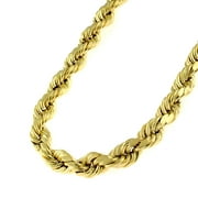 10K Yellow Gold 5MM Hollow Rope Diamond-Cut Braided Twist Link Necklace Chains 22" - 30", Gold Chain for Men & Women, 100% Real 10k Gold, Next Level Jewelry
