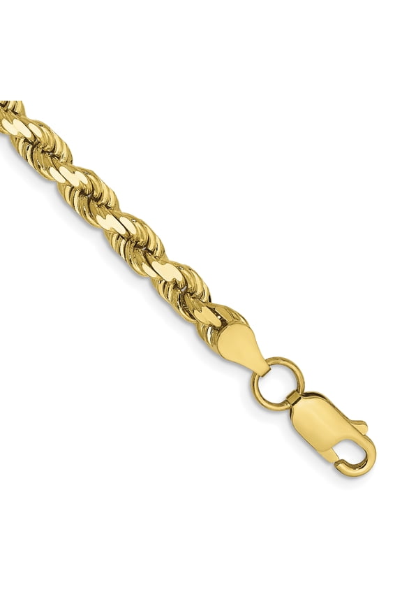 10K Yellow Gold 5mm Diamond Cut Rope Chain Female Adult Necklace 24"