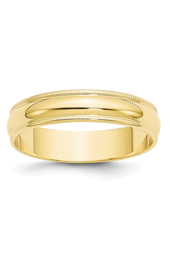 10K Yellow Gold 5mm Light Weight Milgrain Half Round Band Ring Size 9