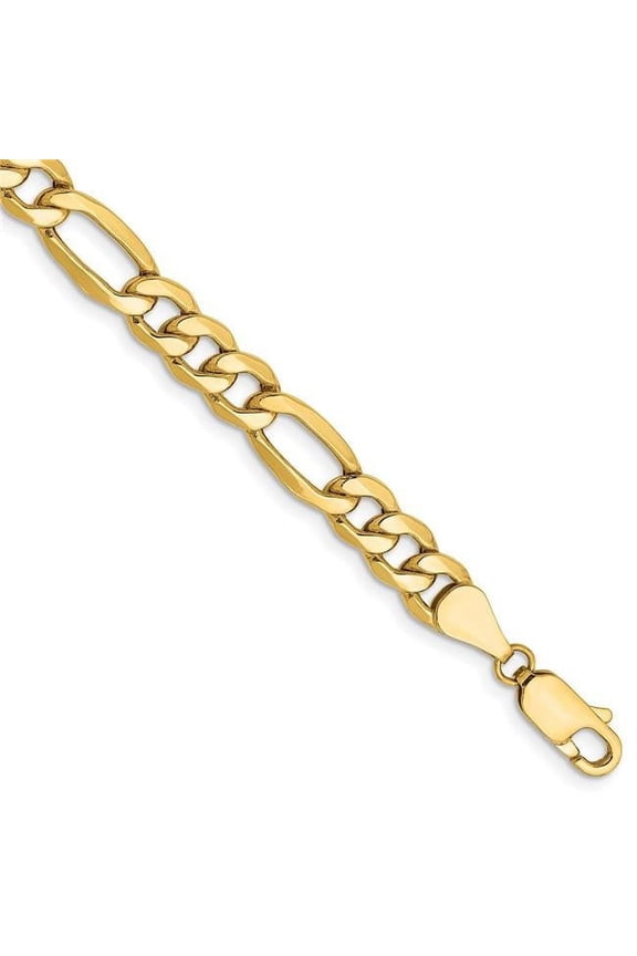 10K Yellow Gold 6.25 mm Semi-Solid Figaro Chain 7 in. Bracelet