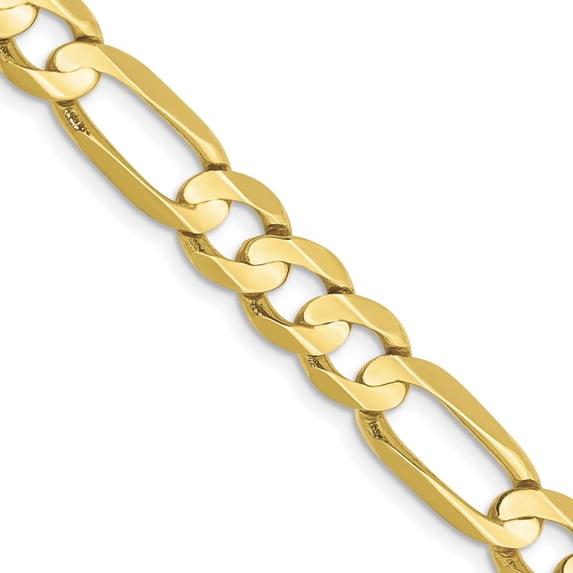 10K Yellow Gold 6.75mm Light Figaro Chain Female Adult Necklace 20"