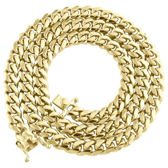 10K Yellow Gold 6.75mm Solid Miami Cuban Link Chain Box Clasp Necklace 24 Inch