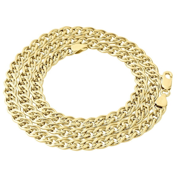 10K Yellow Gold 6MM Double Cuban Curb Italian Link Chain Necklace 30 Inch