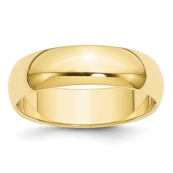 10K Yellow Gold 6mm Half Round Band Ring Size 12