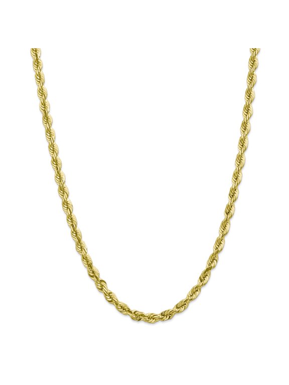 10K Yellow Gold 6mm Handmade Diamond Cut 30 inch Rope Chain 30 Inch