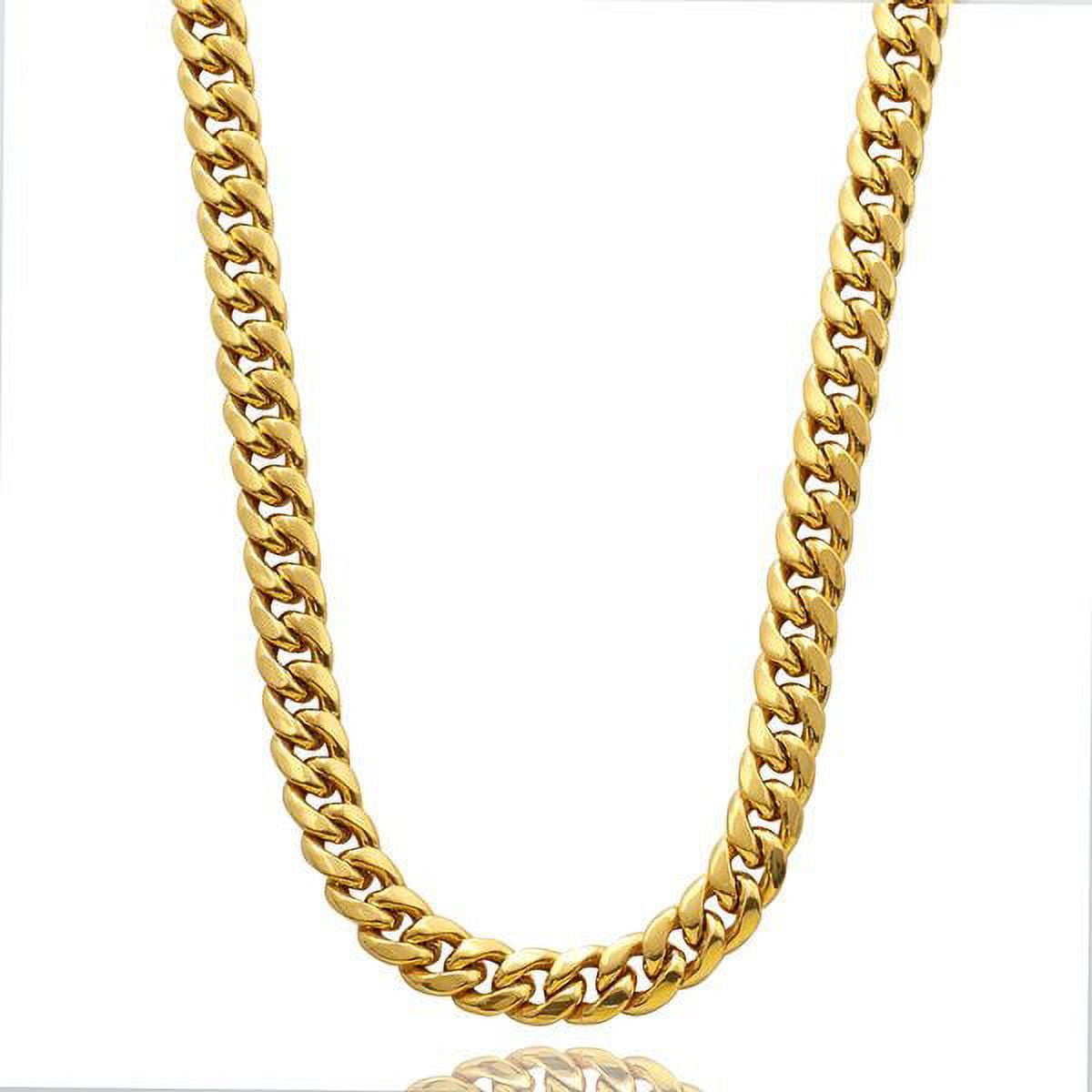 10K Yellow Gold 6mm Hollow Miami Cuban Chain Necklace with Lobster Lock ...