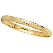 ICEDTIME 10K Yellow Gold 6mm Shiny Textured Flex Bangle with Diamonds Shape Pattern 8"