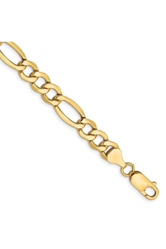 10K Yellow Gold 7.3 mm Semi-Solid Figaro Chain 7 in. Bracelet