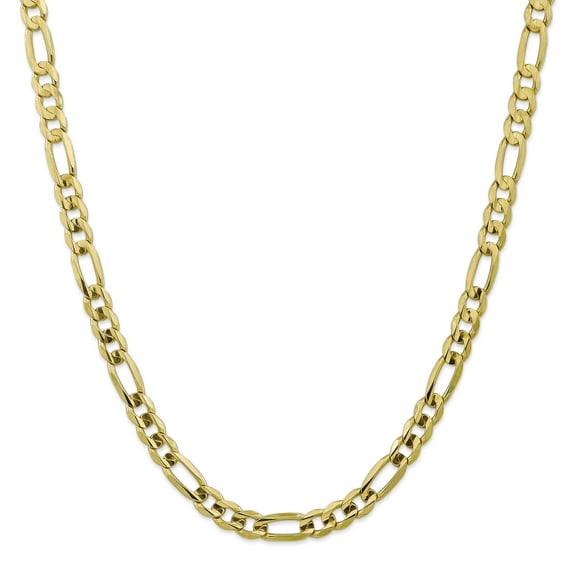 10K Yellow Gold 7.5mm Light Concave Figaro Chain 26 Inch