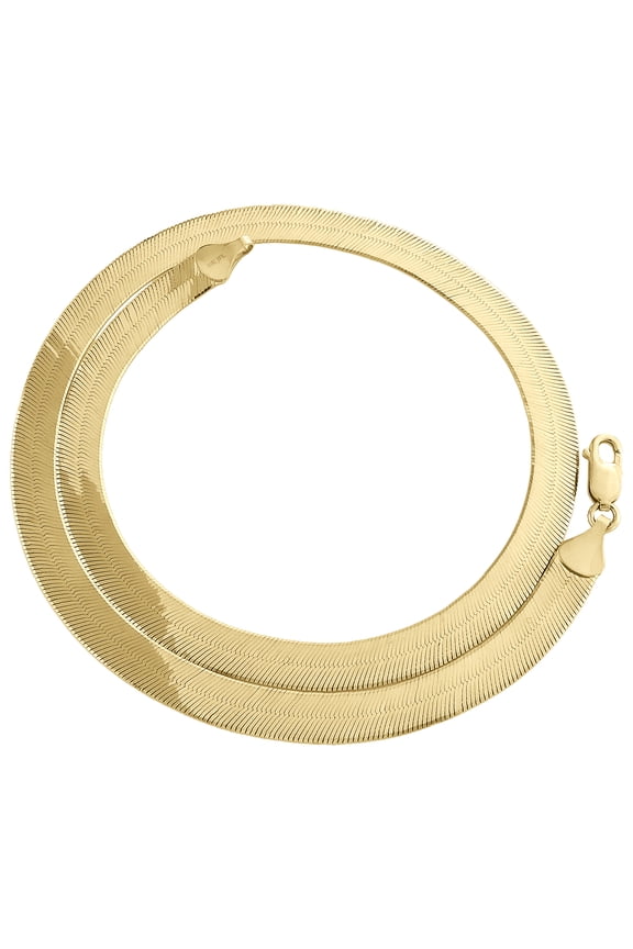 10K Yellow Gold 7.75mm Solid Herringbone Chain High Polished Necklace 16 Inch