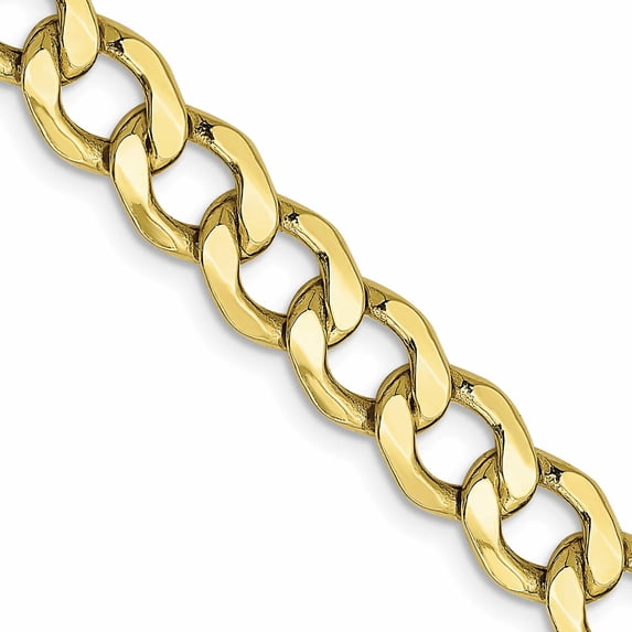 10K Yellow Gold 7mm Semi-Solid Curb Link Chain (24 X 7) Made In South Africa 10bc110-24