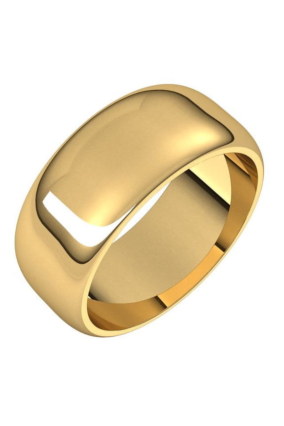 10K Yellow Gold 8 Mm Standard Half Round Band, Size 15