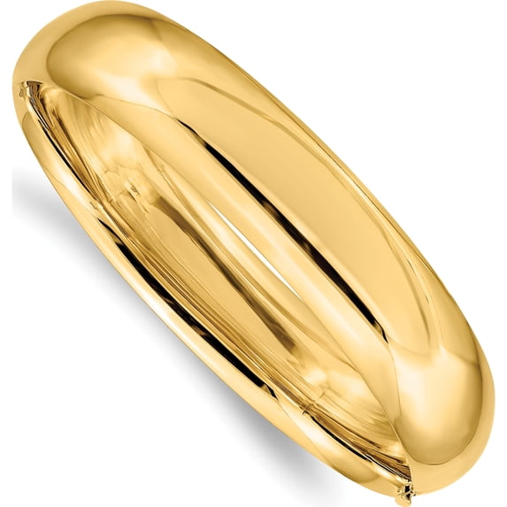 10K Yellow Gold 9/16 High Polished Hinged Bangle Bracelet (Width 14.5) (Length 7) - Jbsp