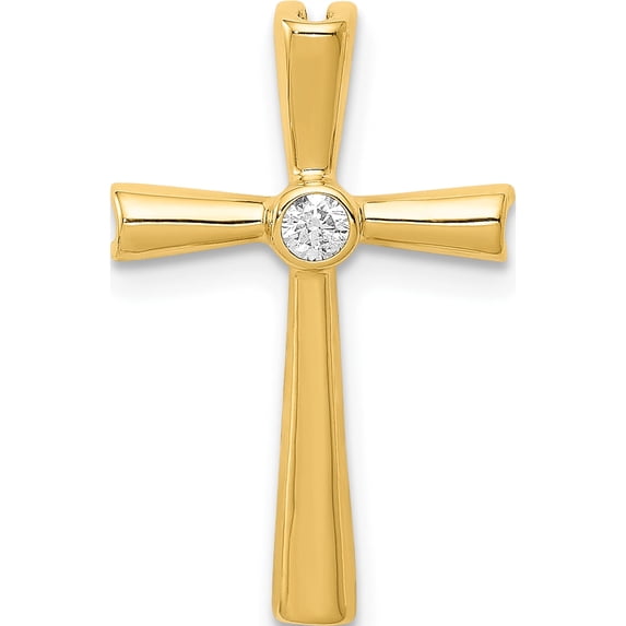 10K Yellow Gold Aa Diamond Cross Pendant (Width 13) (Length 20.5) - Jbsp
