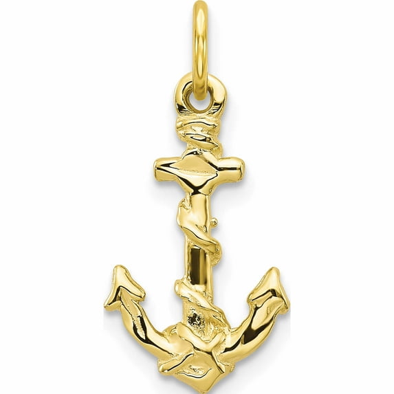 10K Yellow Gold Anchor Pendant (20 X 11) Made In United States 10c563