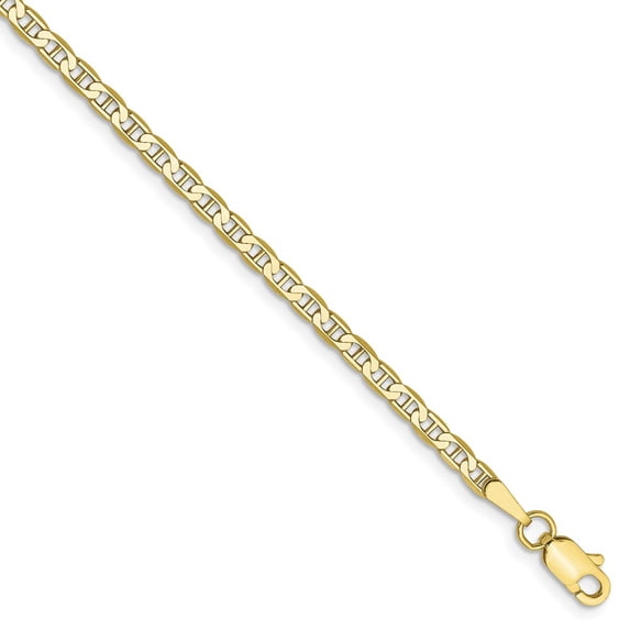 10K Yellow Gold Anchor chain 7 in 2.4 mm 2.4mm Flat