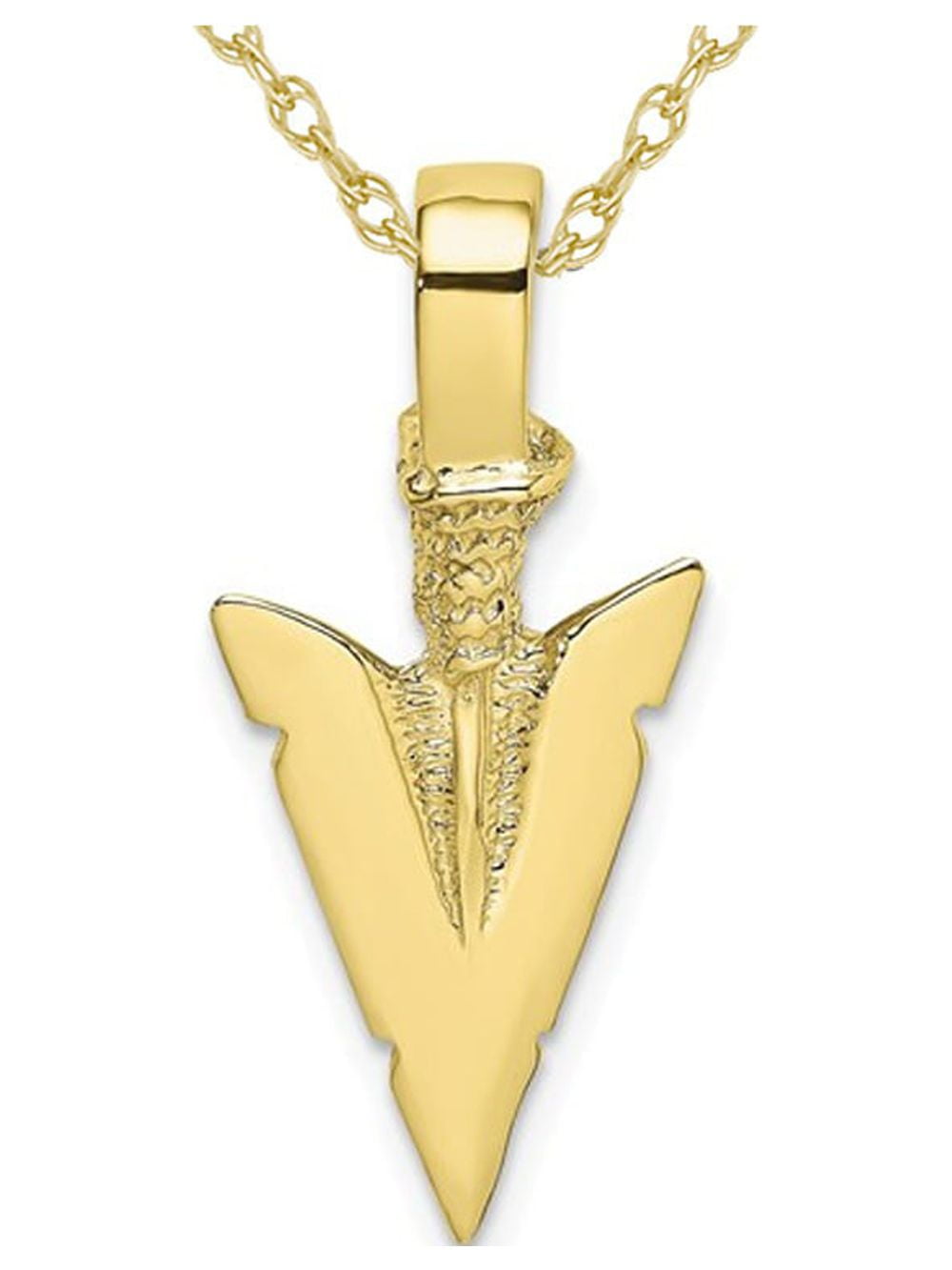 10K Yellow Gold Arrowhead Charm Pendant Necklace with Chain