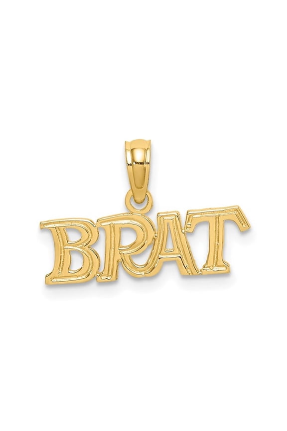 Gem & Harmony 10K Yellow Gold - BRAT - Pendant Necklace Charm (no chain) for Women
