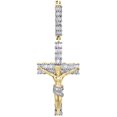 thumbnail image 1 of 10K Yellow Gold Baguette Diamond Jesus Crucifix Body Pendant 1.65" Charm 4/7 CT., 1 of 6