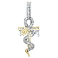 thumbnail image 1 of 10K Yellow Gold Baguette Diamond Snake Ankh Cross Pendant 1.85" Charm 1.20 CT., 1 of 6