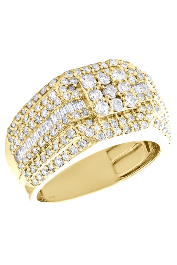 10K Yellow Gold Baguette Diamond Square Step Shank Band 13mm Pinky Ring 2.30 CT.