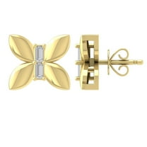 10K Yellow Gold Baguette Diamond Stud Earrings (1/10 cttw, I-J Color, I2-I3 Clarity)