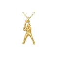 thumbnail image 1 of Gem & Harmony 10K Yellow Gold Baseball Player Charm Pendant Necklace with Chain for Men, 1 of 5