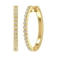thumbnail image 1 of 10K Yellow Gold Bezel Set Diamond Hoop Earrings (I2-I3 Clarity, 1/4 Carat), 1 of 4