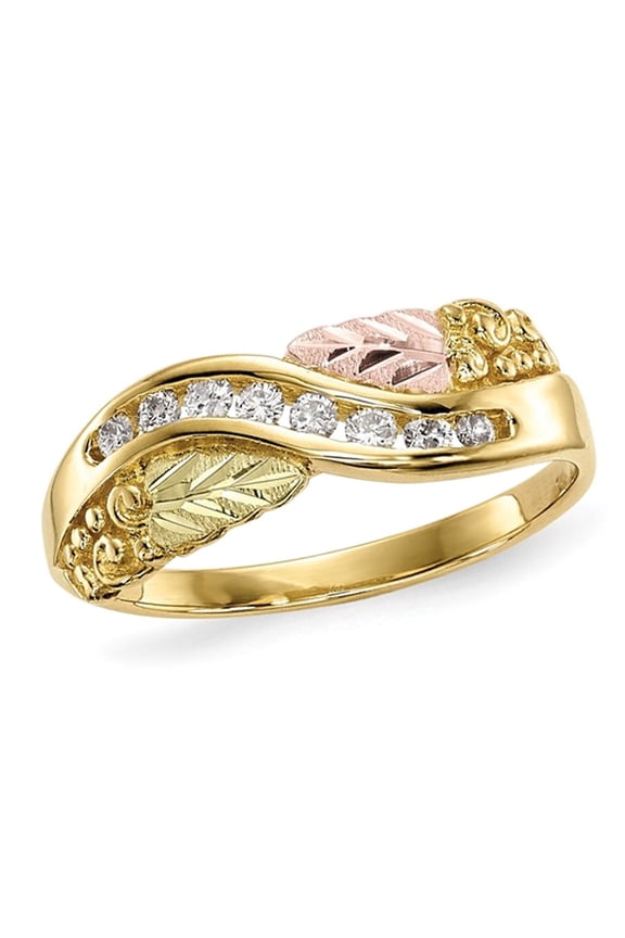 Gem & Harmony 10K Yellow Gold Black Hills Diamond Ring 1/6 carat (Ctw) for Women