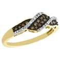 thumbnail image 1 of 10K Yellow Gold Brown Diamond Wedding Band Ladies Swirl Anniversary Ring 0.20 Ct, 1 of 5