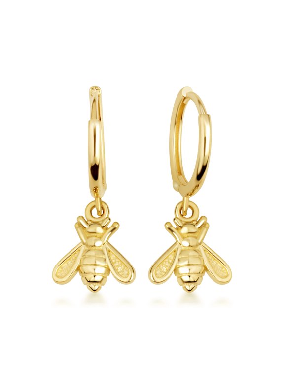 10K Yellow Gold Bumblebee Huggies Earrings