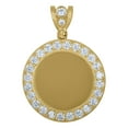 thumbnail image 1 of 10K Yellow Gold CZ Men's 1.50" Beaded Border Circle Picture Memory Frame Pendant, 1 of 1