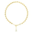 thumbnail image 1 of 10K Yellow Gold CZ Women's Cable & Heart Charm Link Anklet 9" + 1" Extension, 1 of 2
