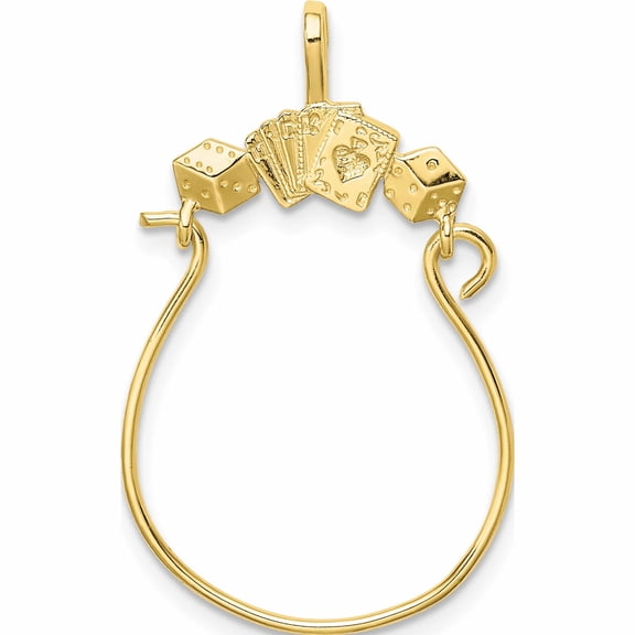 10K Yellow Gold Cards And Dice Charm Holder (36 X 14.48) Made In United States -Jewelry By Sweet Pea