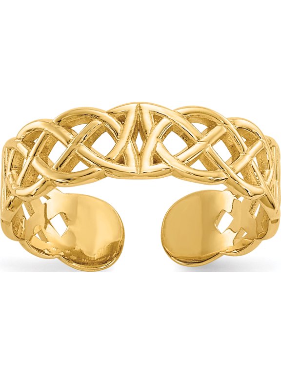 10K Yellow Gold Polished Celtic Knot Design Toe Ring