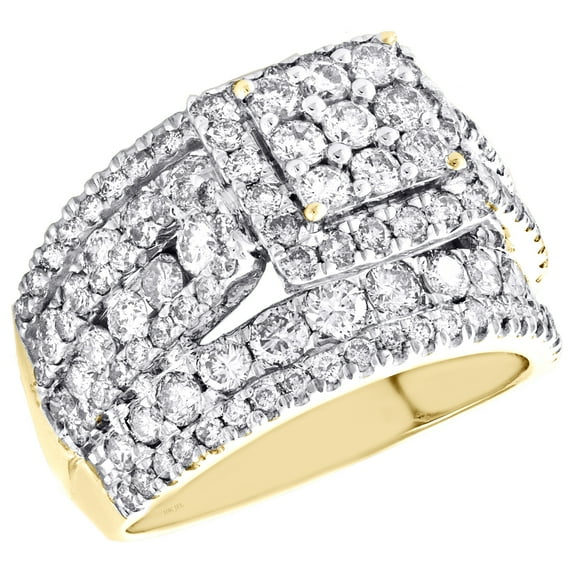 10K Yellow Gold Channel Set Round Diamond Engagement Ring Halo Tiered Style 3 Ct
