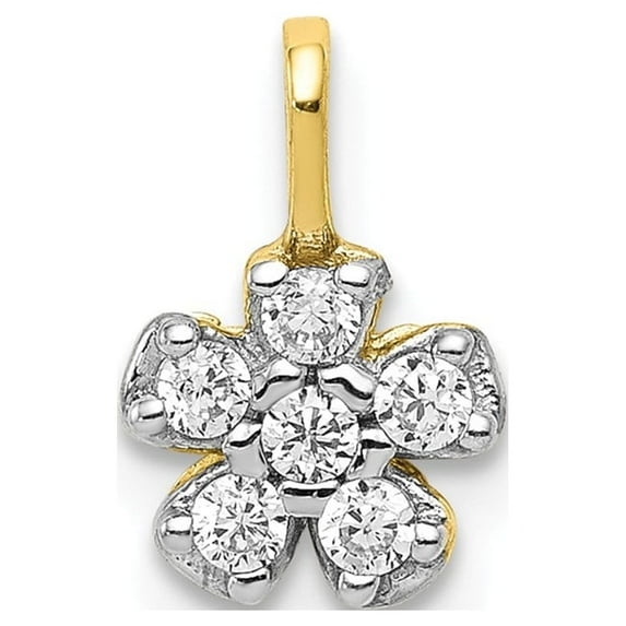 10K Yellow Gold Charm Pendant Cubic Zirconia CZ 10 mm 7