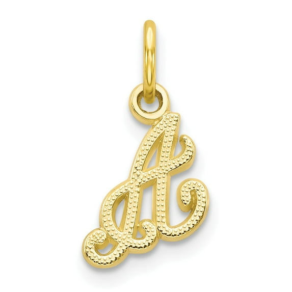 10K Yellow Gold Charm Pendant Themed 15 mm 11 Initial A