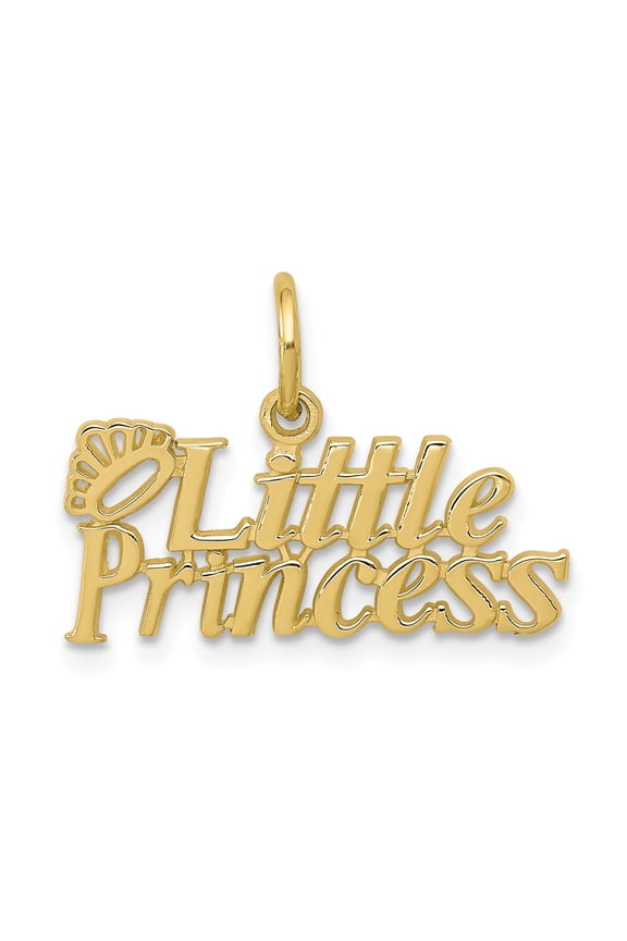 10K Yellow Gold Charm Pendant Themed 15 mm 21 Little Princess With Crown