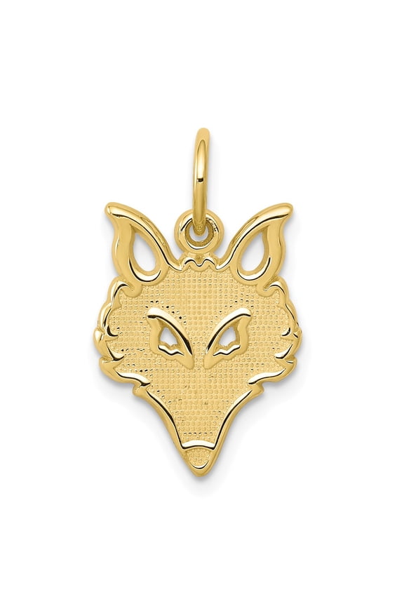 10K Yellow Gold Charm Pendant Themed 20 mm 11 Solid Flat Back Small Fox Head