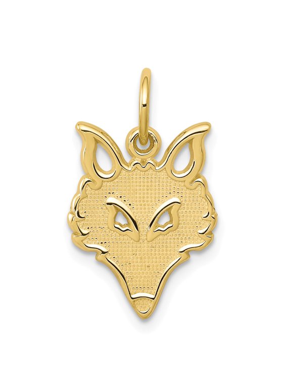 10K Yellow Gold Charm Pendant Themed 20 mm 11 Solid Flat Back Small Fox Head