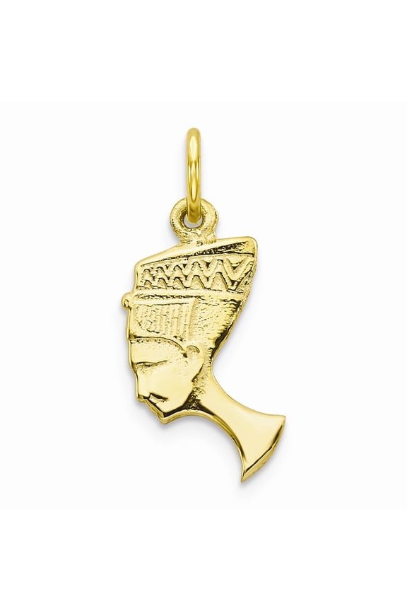 10K Yellow Gold Charm Pendant Themed 20 mm 9 Solid Bust Of Nefertiti