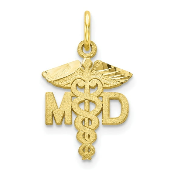 10K Yellow Gold Charm Pendant Themed 22 mm 13 Solid Doctor Of Medicine Md