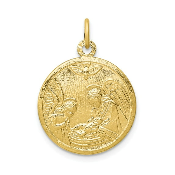 10K Yellow Gold Charm Pendant Themed 25 mm 19 Solid Satin Polished Baptism Disc