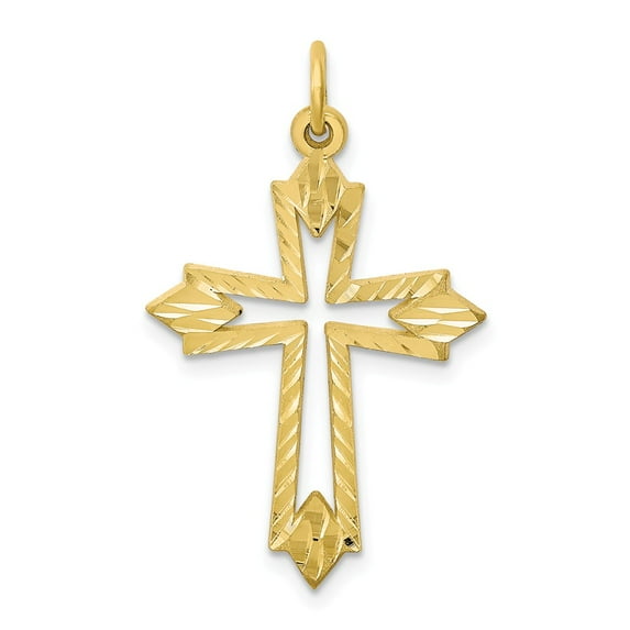 10K Yellow Gold Charm Pendant Themed 30 mm 21 Cross